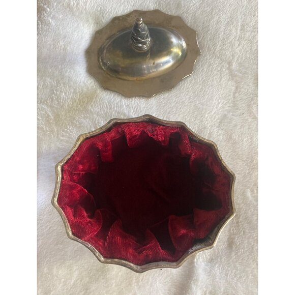 1991 Godinger Silver Plated Red Velvet lined Jewelry /Trinket box & lid VTG Jar - Picture 4 of 8